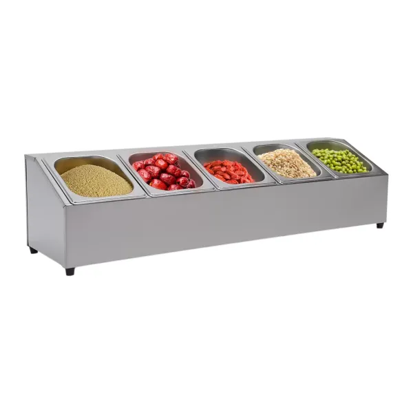 RVS GN-bakplank met 5 GN-bak met deksel, vaatwasmachinebestendig