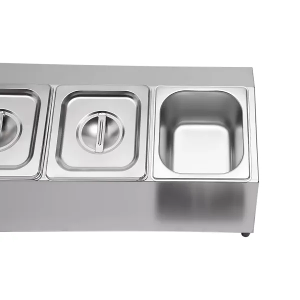 RVS GN-bakplank met 5 GN-bak met deksel, vaatwasmachinebestendig