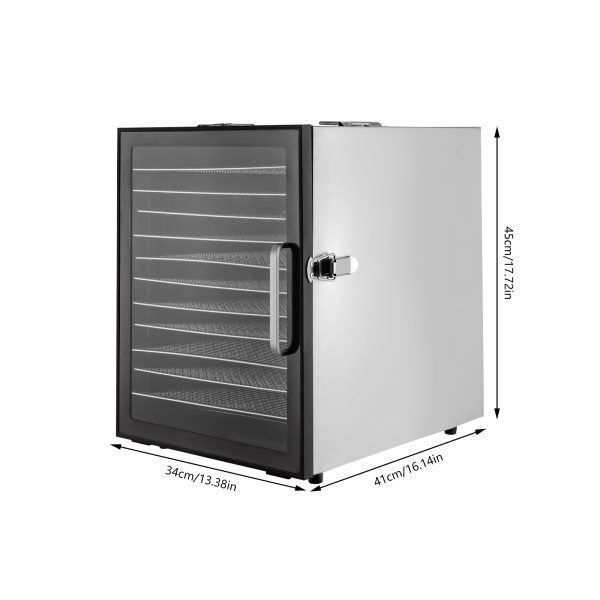 Voedseldroger 12 roestvrijstalen trays, voedseldroger voor fruit, vlees, rundvlees, gedroogd vlees, kruiden, met instelbare timer en temperatuurregeling