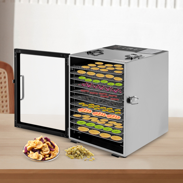 Voedseldroger 12 roestvrijstalen trays, voedseldroger voor fruit, vlees, rundvlees, gedroogd vlees, kruiden, met instelbare timer en temperatuurregeling Voedseldroger 12 roestvrijstalen trays, voedseldroger voor fruit, vlees, rundvlees, gedroogd vlees, kruiden, met instelbare timer en temperatuurregeling