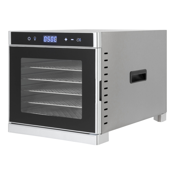 RVS Voedseldroger met Recepten 6 Bakken LED Display 35°-75°C 700W Zilver
