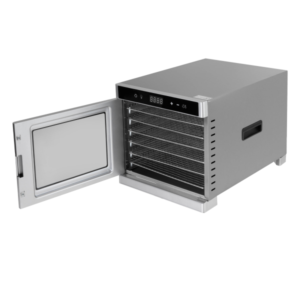 RVS Voedseldroger met Recepten 6 Bakken LED Display 35°-75°C 700W Zilver