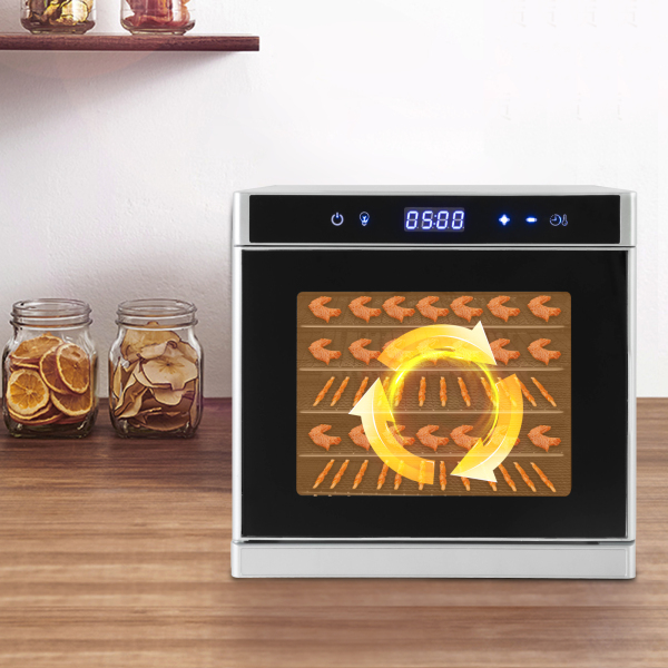RVS Voedseldroger met Recepten 6 Bakken LED Display 35°-75°C 700W Zilver