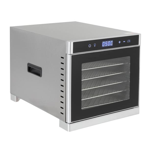 RVS Voedseldroger met Recepten 6 Bakken LED Display 35°-75°C 700W Zilver