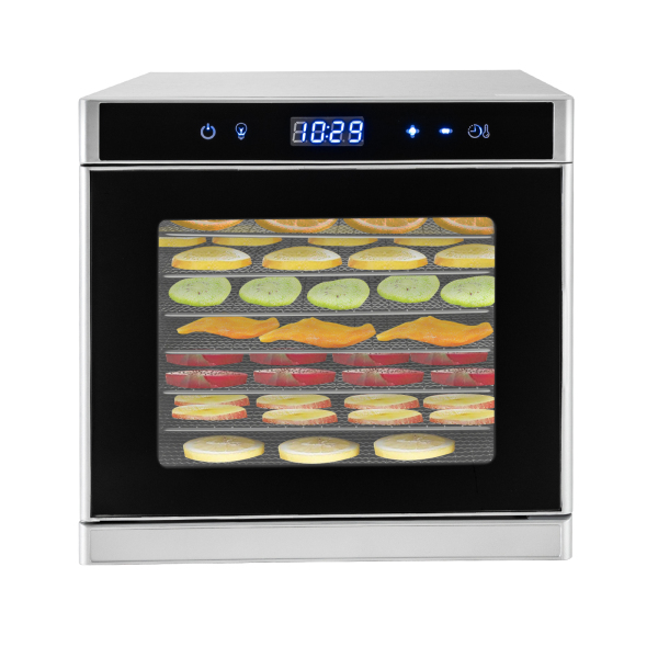 Automatische roestvrijstalen dehydrator Dehydrator (35-75°C) 700 W 8 niveaus Dehydrator met 24 uur timer