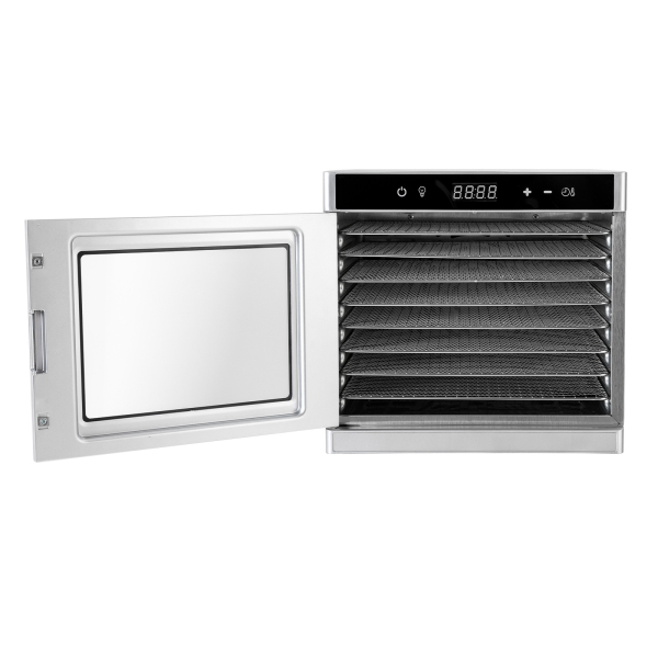 Automatische roestvrijstalen dehydrator Dehydrator (35-75°C) 700 W 8 niveaus Dehydrator met 24 uur timer