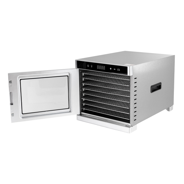 Automatische roestvrijstalen dehydrator Dehydrator (35-75°C) 700 W 8 niveaus Dehydrator met 24 uur timer