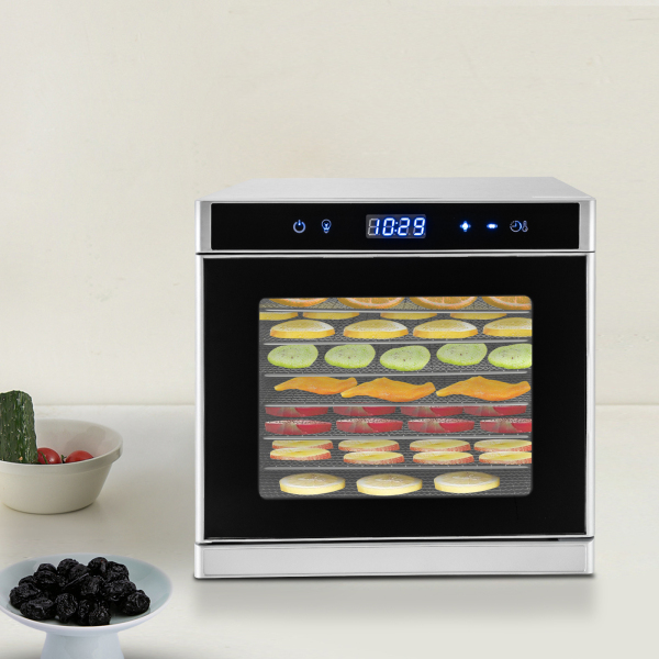 Automatische roestvrijstalen dehydrator Dehydrator (35-75°C) 700 W 8 niveaus Dehydrator met 24 uur timer Automatische roestvrijstalen dehydrator Dehydrator (35-75°C) 700 W 8 niveaus Dehydrator met 24 uur timer