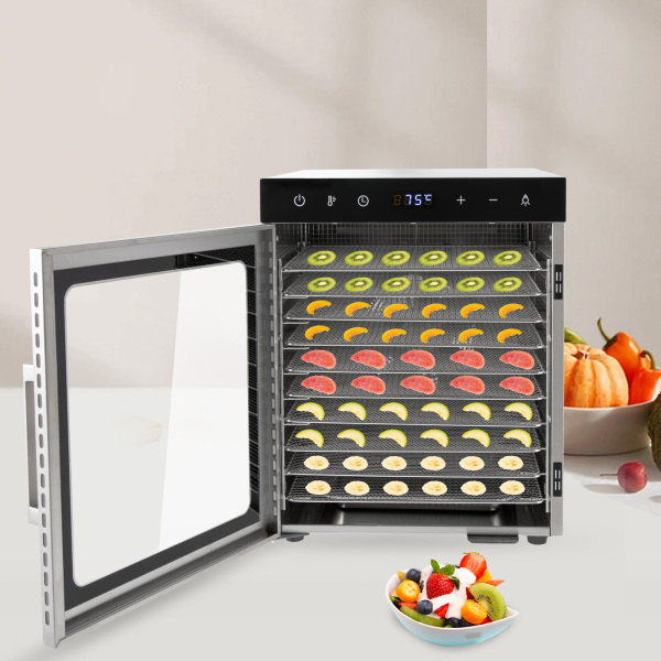 10-laags volledig roestvrijstalen dehydrator met instelbare temperatuurregeling van 86-194 ° F 10-laags volledig roestvrijstalen dehydrator met instelbare temperatuurregeling van 86-194 ° F