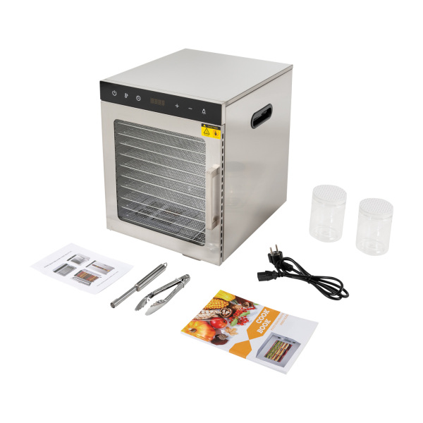 10-laags volledig roestvrijstalen dehydrator met instelbare temperatuurregeling van 86-194 ° F 10-laags volledig roestvrijstalen dehydrator met instelbare temperatuurregeling van 86-194 ° F