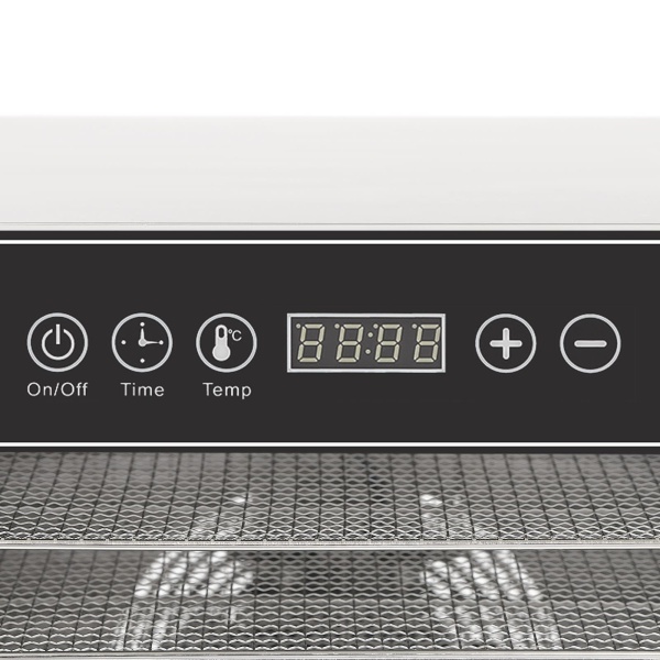 Voedseldroogmachine 8 dienbladen roestvrij staal, 400 W, 30-90 ° C temperatuurregelaar, 24 uur timer