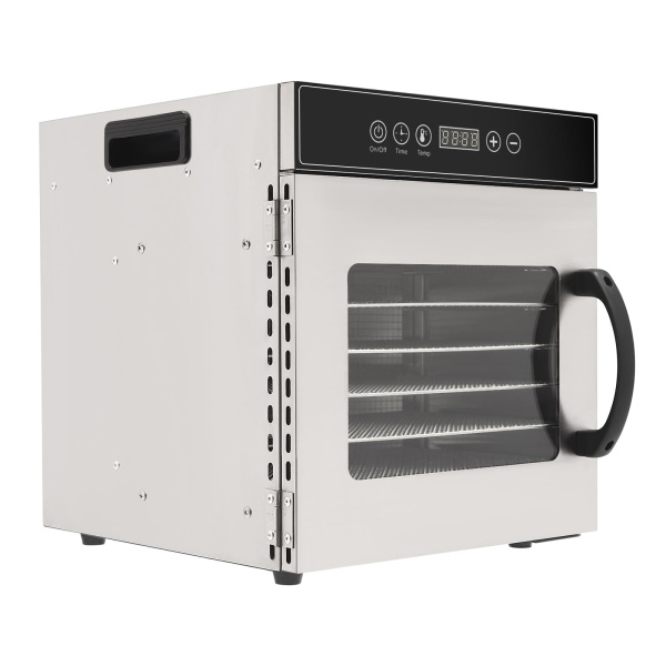 Voedseldroogmachine 8 dienbladen roestvrij staal, 400 W, 30-90 ° C temperatuurregelaar, 24 uur timer