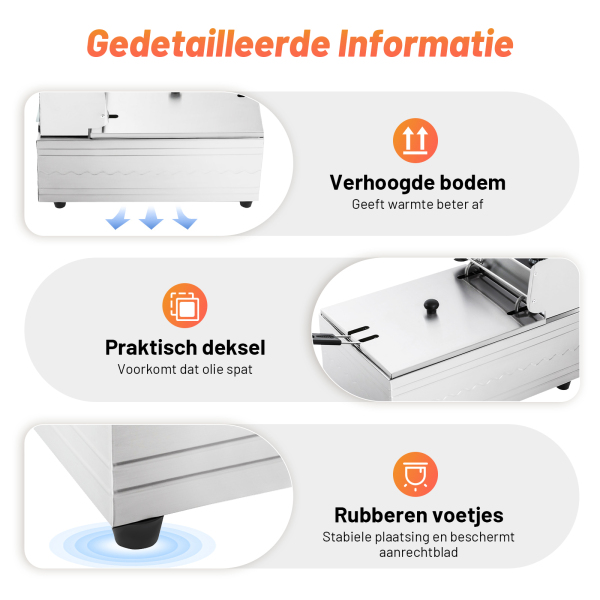Elektrische friteuses 2500 W in roestvrij staal 6 l voor horeca, restaurants, supermarkten, snackbars en thuis Elektrische friteuses 2500 W in roestvrij staal 6 l voor horeca, restaurants, supermarkten, snackbars en thuis