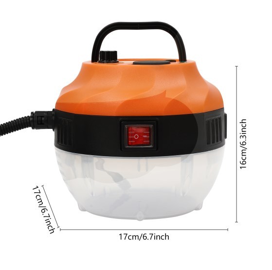 Stoomreiniger, 1600W, hogedrukstoomreiniger, autostoomreiniger, 6 versnellingen, verstelbaar, oranje