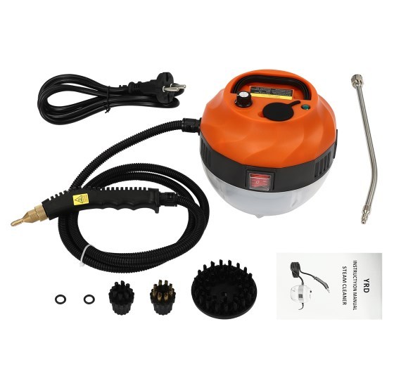 Stoomreiniger, 1600W, hogedrukstoomreiniger, autostoomreiniger, 6 versnellingen, verstelbaar, oranje