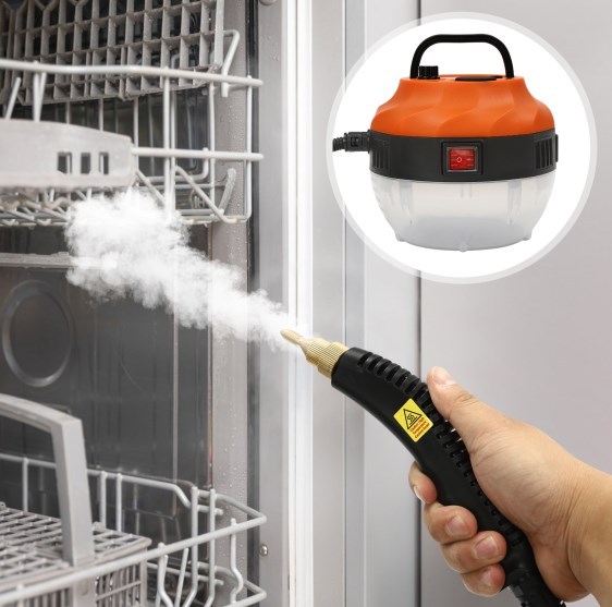 Stoomreiniger, 1600W, hogedrukstoomreiniger, autostoomreiniger, 6 versnellingen, verstelbaar, oranje