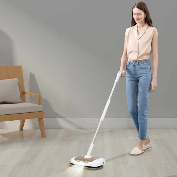 Draadloze elektrische dweil met reinigingsemmer met LED-verlichting voor woonkamer, slaapkamer, goud