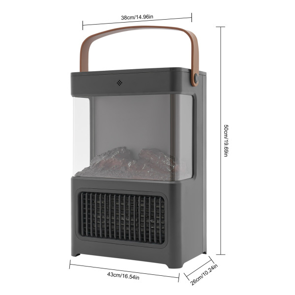 3D-simulatie open haardverwarmer met afstandsbediening voor slaapkamer (zwart)