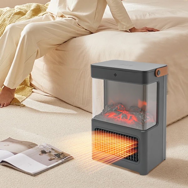 3D-simulatie open haardverwarmer met afstandsbediening voor slaapkamer (zwart)