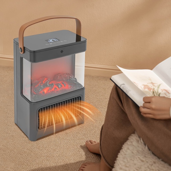 3D-simulatie open haardverwarmer met afstandsbediening voor slaapkamer (zwart)