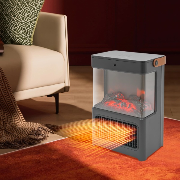 3D-simulatie open haardverwarmer met afstandsbediening voor slaapkamer (zwart)