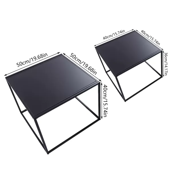 Bijzettafel 4 x metalen salontafel Decoratief nachtkastje Salontafel voor woonkamer, terras, tuin (zwart)