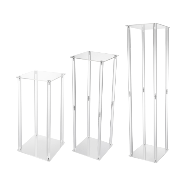 CNCEST acrylvaas bruiloft centerpieces, 3 stuks heldere kolom bloemenstandaard, geometrische display voor woondecoratie