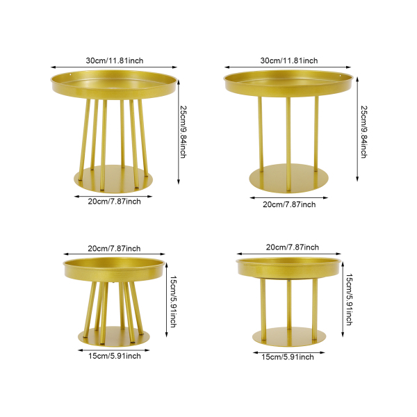 4 stuks gouden metalen bloemenstandaard, metalen potplantenstandaards, ronde bloempotstandaards
