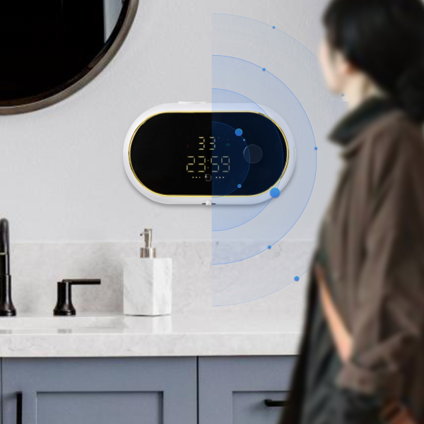 Automatische zeepdispenser Wandmontage Witte zeepdispenser met temperatuur- en tijdweergave