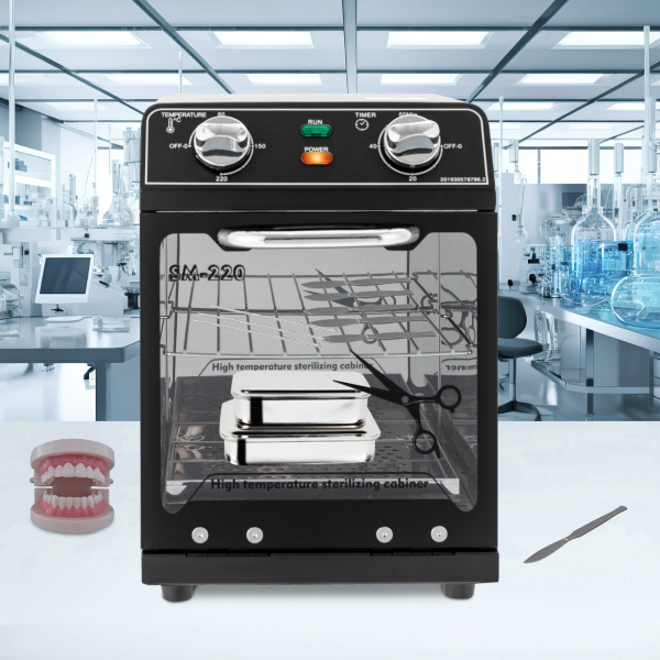 8L hoge temperatuur sterilisator, 600W heteluchtsterilisator desinfectiekast (zwart)
