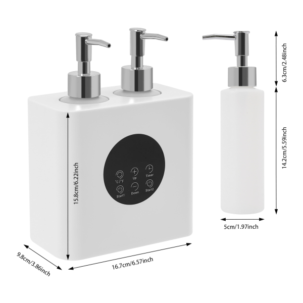 Massageolieverwarmer met olieflesdispensers, elektrische massageolieverwarmer, massageolieverwarmer - dubbele fles Wit