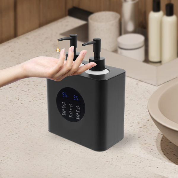 Massageolieverwarmer met olieflesdispensers, elektrische massageolieverwarmer, massageolieverwarmer - dubbele fles zwart Massageolieverwarmer met olieflesdispensers, elektrische massageolieverwarmer, massageolieverwarmer - dubbele fles zwart