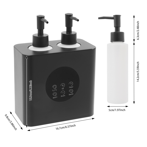 Massageolieverwarmer met olieflesdispensers, elektrische massageolieverwarmer, massageolieverwarmer - dubbele fles zwart
