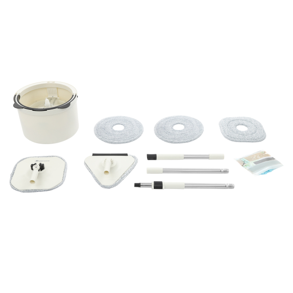 Spin Mop en Emmer, Spin Mop en Emmer Kit voor Thuis, Spinning Mop Emmer Kit - Wit/Zwart