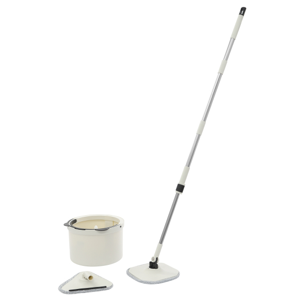 Spin Mop en Emmer, Spin Mop en Emmer Kit voor Thuis, Spinning Mop Emmer Kit - Wit/Zwart