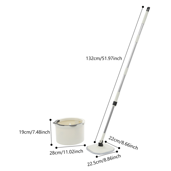 Spin Mop en Emmer, Spin Mop en Emmer Kit voor Thuis, Spinning Mop Emmer Kit - Wit/Zwart Spin Mop en Emmer, Spin Mop en Emmer Kit voor Thuis, Spinning Mop Emmer Kit - Wit/Zwart