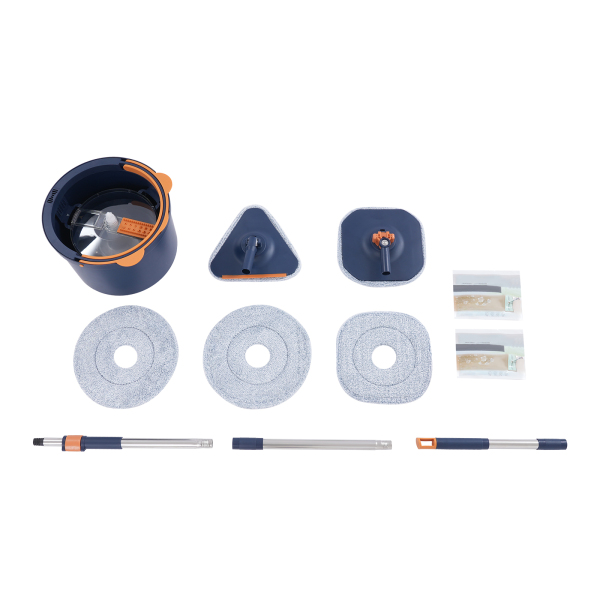 Spin Mop en Emmer, Spin Mop en Emmer Kit voor Thuis, Spinning Mop Emmer Kit - Donkerblauw