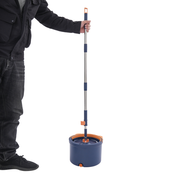 Spin Mop en Emmer, Spin Mop en Emmer Kit voor Thuis, Spinning Mop Emmer Kit - Donkerblauw