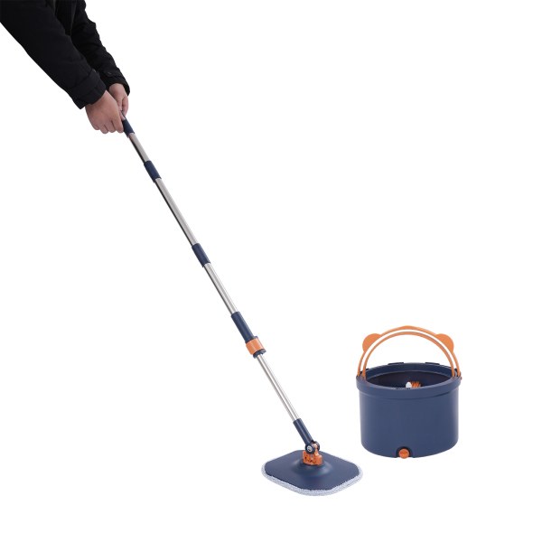 Spin Mop en Emmer, Spin Mop en Emmer Kit voor Thuis, Spinning Mop Emmer Kit - Donkerblauw