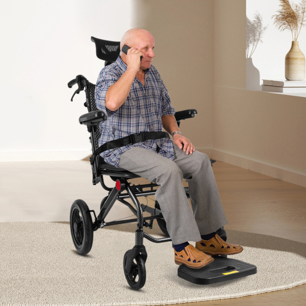 AC976LG(12)-46 Liggende rolstoelen, opvouwbare transportrolstoel voor senioren, liggende rolstoel voor volwassenen