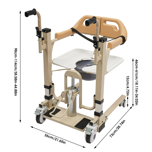Patiëntenlift voor thuis, 180° gesplitste rolstoel, draagbare transportlift, draagbare transportlift met potje