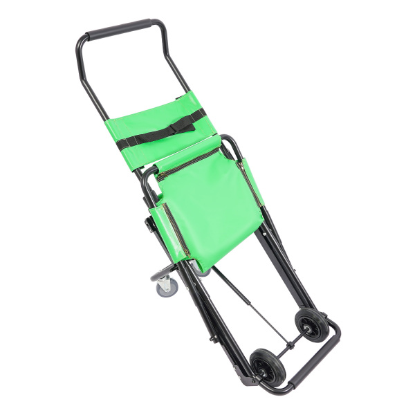 Handmatige trapstoel, opvouwbare noodtrapstoel met wielen, draagbare transporttrapstoel - Groen