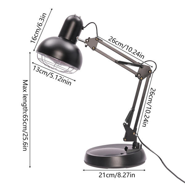 Rode Lamp, Warmtelamp, Infrarood Behandellamp, Max. Hoogte product: 65cm, Zwart Rode Lamp, Warmtelamp, Infrarood Behandellamp, Max. Hoogte product: 65cm, Zwart