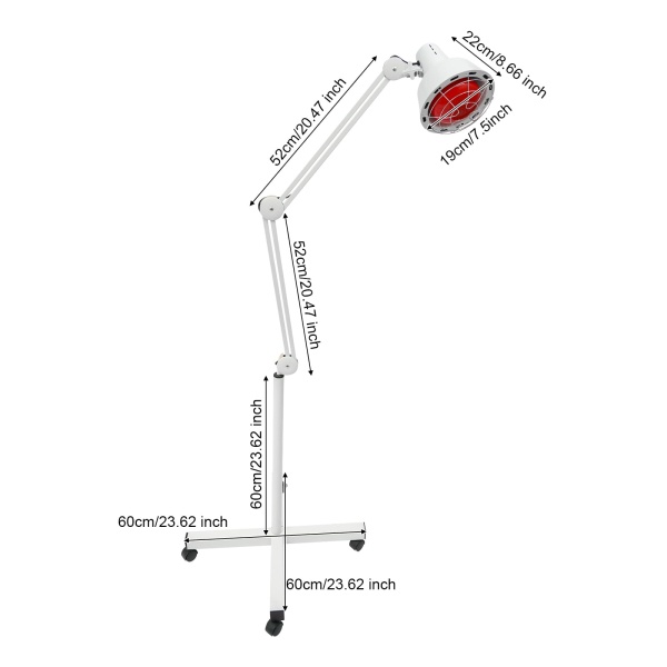 275W Lampe infrarouge à chaleur rouge Lampe infrarouge Projecteur de chaleur Lampe à Roues