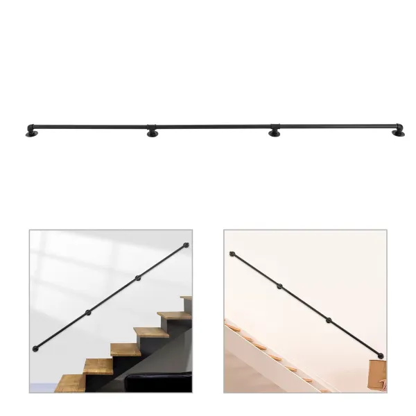 9FT Trapleuning, Metalen Trapleuning, Industriële Leuning voor Installatie op Trappen, Zolder, Voetleuningen