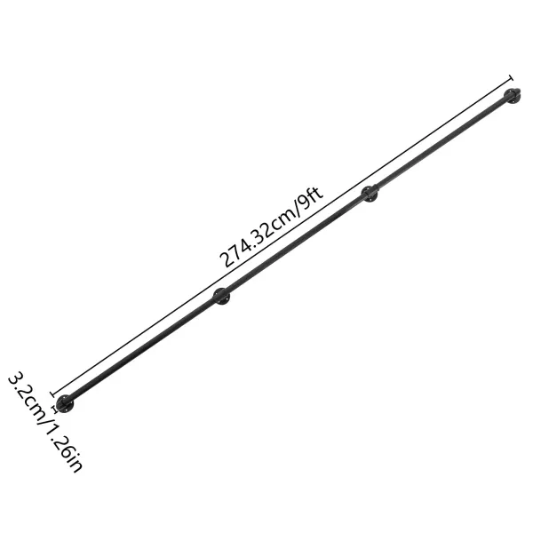 9FT Trapleuning, Metalen Trapleuning, Industriële Leuning voor Installatie op Trappen, Zolder, Voetleuningen