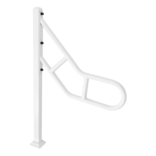 Leuning met enkele paal, Externe trapleuning voor traptreden, U-vormige trapleuning, Wit