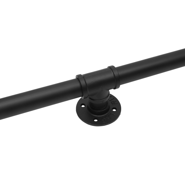 Leuningbuis, Heavy Duty Metaal, Dragend, 8ft, 3 Secties, Muurafstand: 8cmm, Zwart
