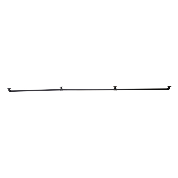 Buisrailing, Heavy Duty metaal met draagvermogen, stevige constructie, 12 ft., 3 secties, zwart