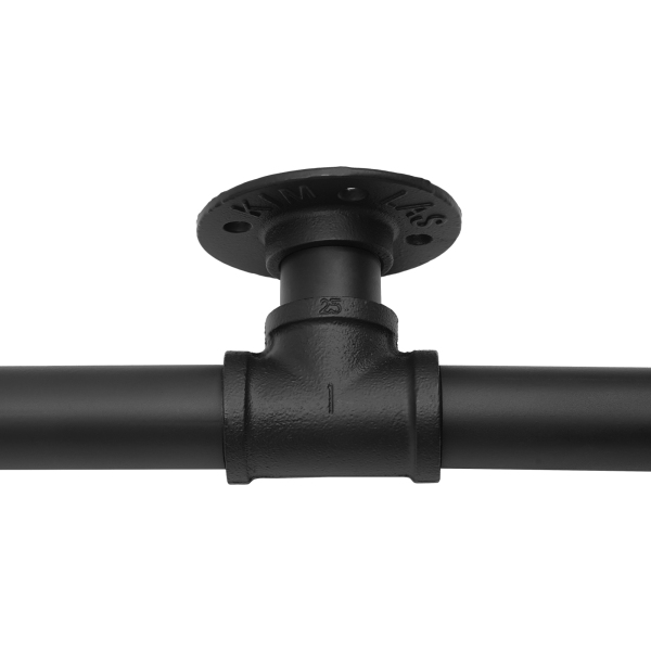 Buisrailing, Heavy Duty metaal met draagvermogen, stevige constructie, 12 ft., 3 secties, zwart